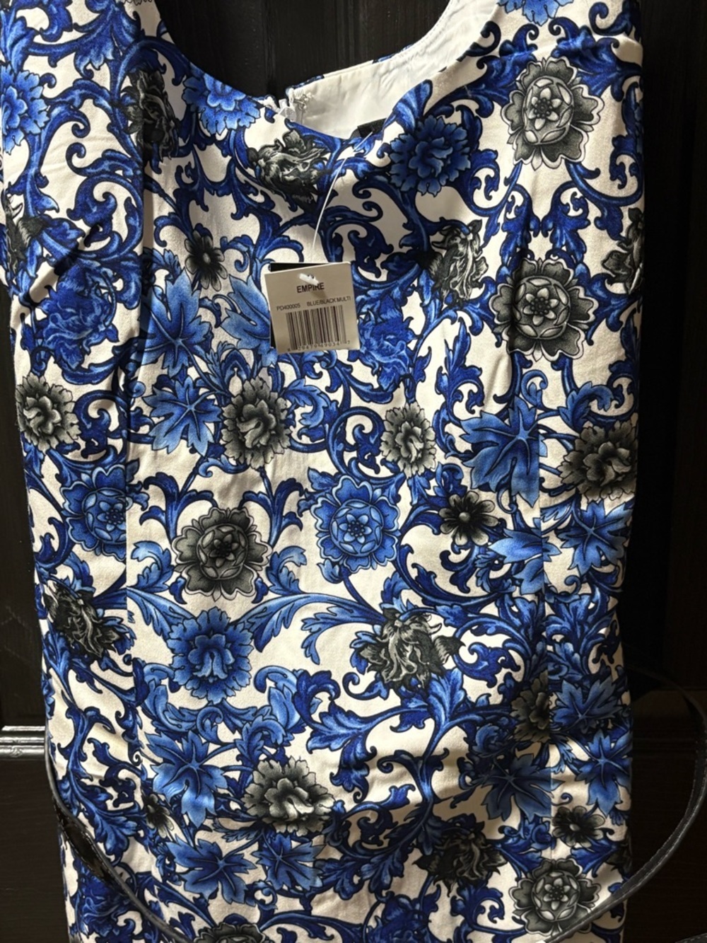 Premise Blue and White Floral Midi Sheath Dress - Picture 3 of 5